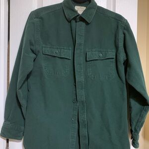 L.L. Bean Chamois Shirt Green Button-Up Shirt